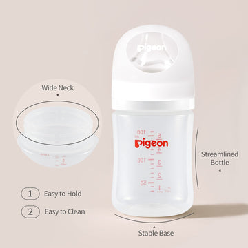 Pigeon Pp Nursing Bottle Wide Neck, Anti-Colic, Streamlined Body, Natural Feel, Easy To Clean, 5.4 Oz (Pack Of 4), Includes 4Pcs