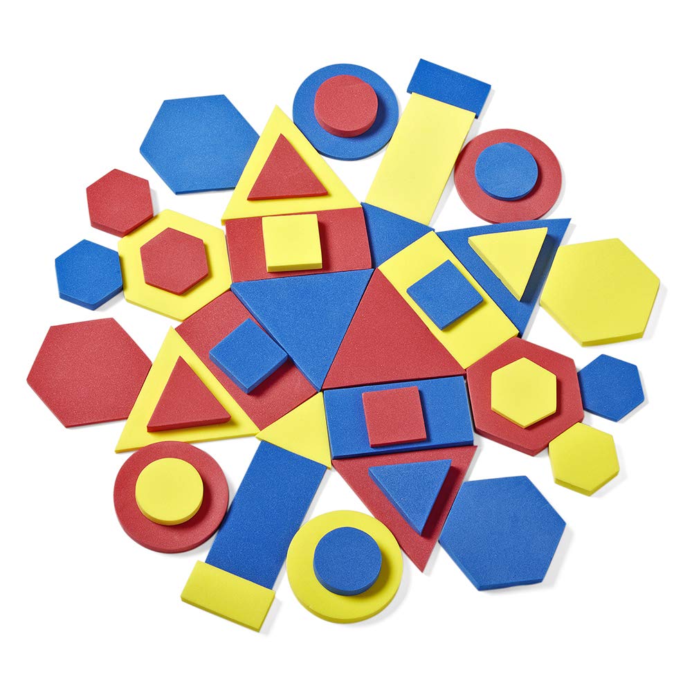 hand2mind Foam Attribute Blocks Student Kit, Geometry Set, Preschool Learning, Manipulatives for Preschool, Montessori Math, Sha