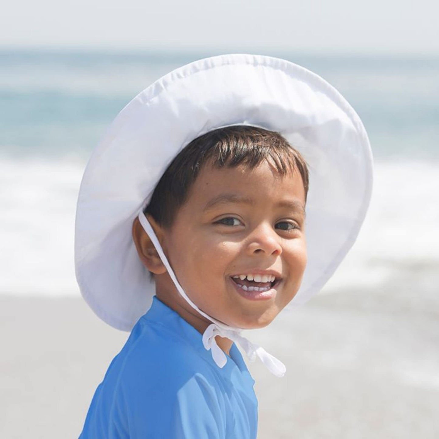 Green Sprouts Toddler Brim Sun Protection Hat, White, 2T-4T