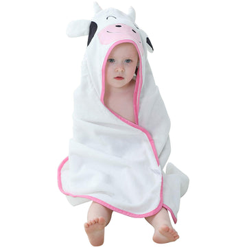Michley Unisex Baby Animal Hooded Bath Towel Soft Cotton Beach Swimming Bathrobe For 0-6T, Cow