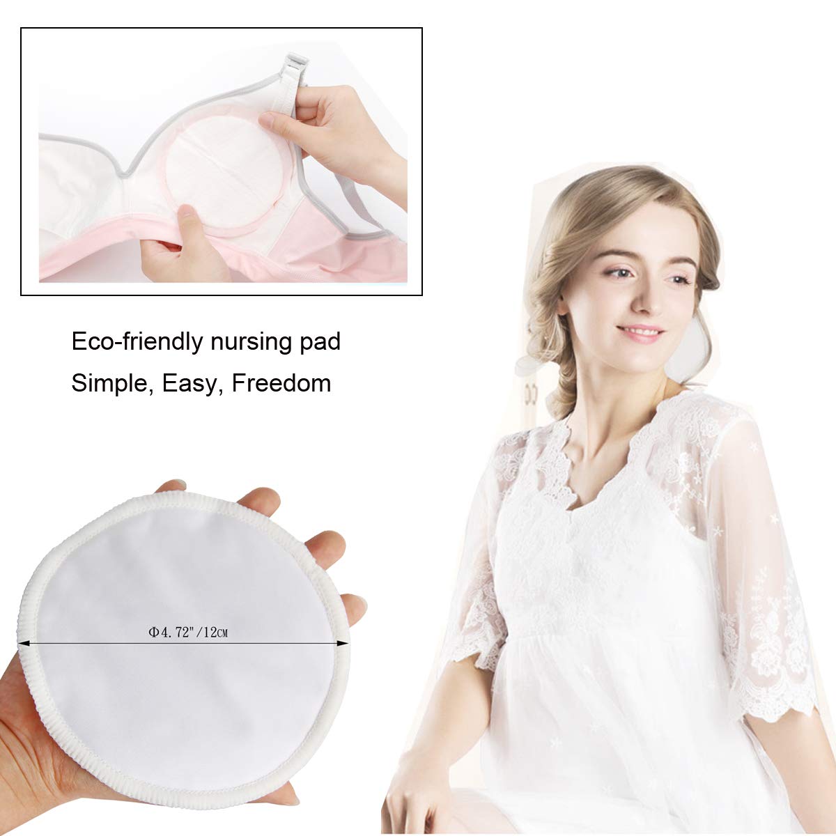 Pinowu Reusable Nursing Pads (10 Pack) For Breastfeeding Moms - 4.7 Inch Washable Breastfeeding Nipple Pad For Maternity With La