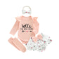 Sprifallbaby Newborn Baby Girl Clothes Hello Im New Here Romper Ruffle Shorts Tutu Skirt Set Cute Infant Coming Home Outfits (W