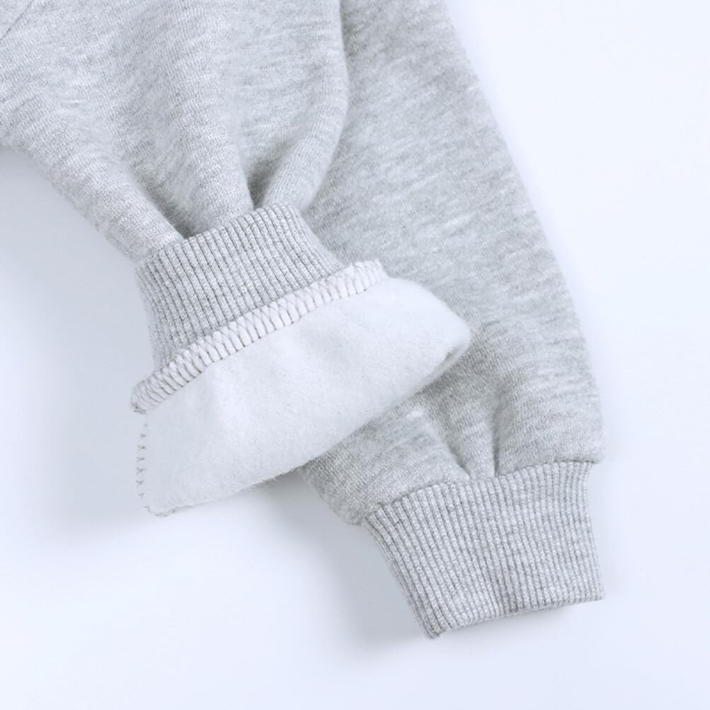 Rukosu Toddler Baby Boy Girl Fleece Pullover Sweatshirt Solid Color Crewneck Blouse Shirt Tops Warm Fall Winter Clothes Grey 12-