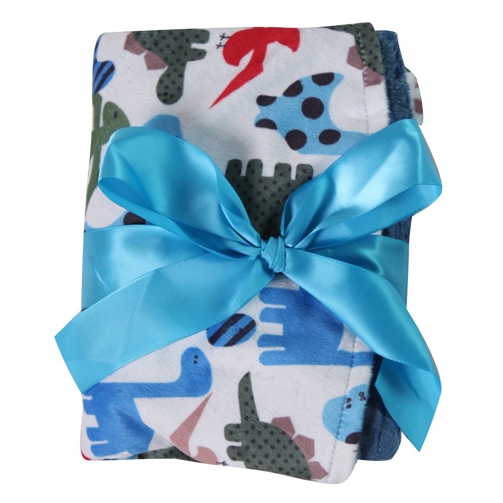 Snuggle Stuffs Boys Minky Dot Poncho Blue Dinosaurs