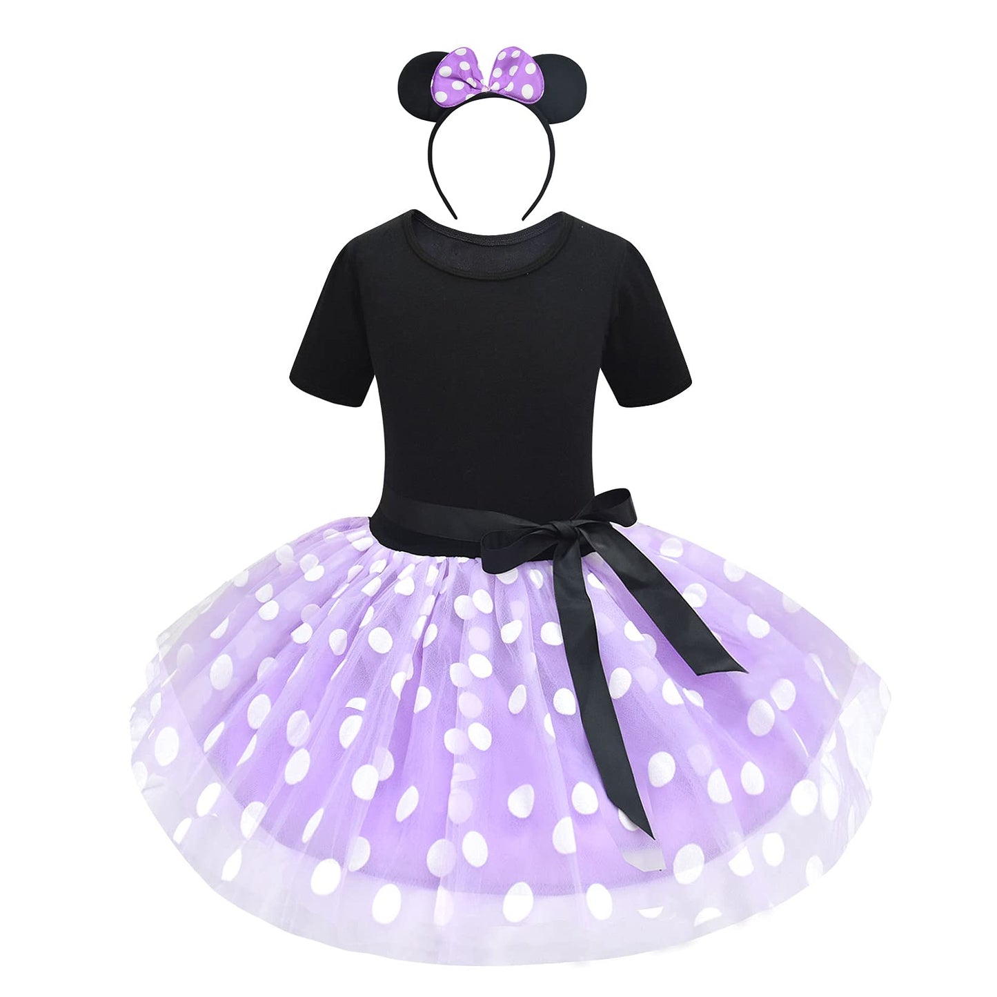 Dressy Daisy Toddler Girl Costume Polka Dots Fancy Dress Up With Headband Birthday Party 2-3T Purple 261