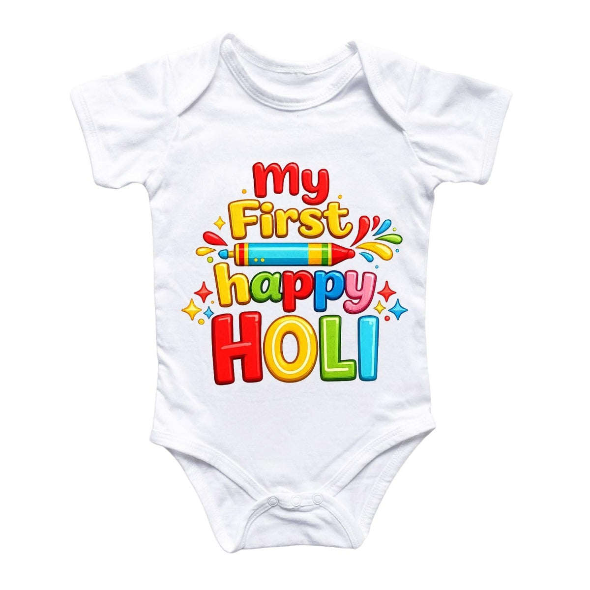 Sai Unique Gifts Baby First Holi Rompermy First/Happy Holi Print | Newborn Baby Holi Outfit Cotton Onesie For Boys & Girls | Inf