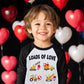 Boys Valentine'S Day Shirt Loads Of Love Vehicles Truck Tops Little Kids Raglan Black Sleeve Heart T-Shirt 7 Years
