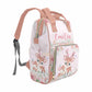 M Yescustom Customized Cute Deer Diaper Bag With Name, Personalized Pink Floral Waterproof Mommy Nursing Nappy Backpack With Lar