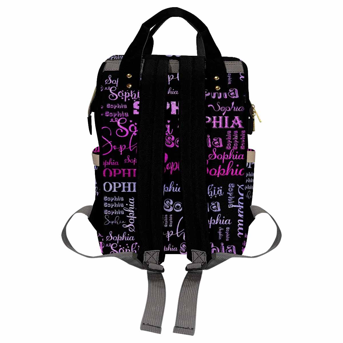 Artsadd Custom Monogram Baby Backpack Gifts For Mom, Personalized Gradient Purple And Black Diaper Bag With Stroller Straps Larg