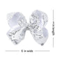 Amydecor 6 Inch Silver Sparkly Glitter Sequin Hair Bows For Girls Toddlers Kids Children Teenage (2Pcs)