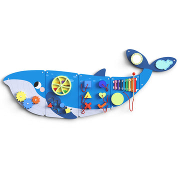 BlueWood Whale Wall Busy Board Panels, Toddler Learning Activity Center, Montessori Sensory, Educational Toys, Conducive to All-