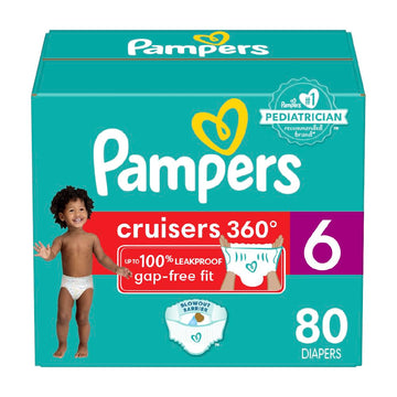 Pampers Diapers - Cruisers 360 - Size 6, 80 Count, Babyproof Up To 100% Leakproof Pull-On Diaper