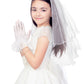 Geyoga 2 Pcs First Communion Veil and Gloves Set for Girls 1st Holy Communion Accessories for Kids, Flower Girl Wedding Party(St