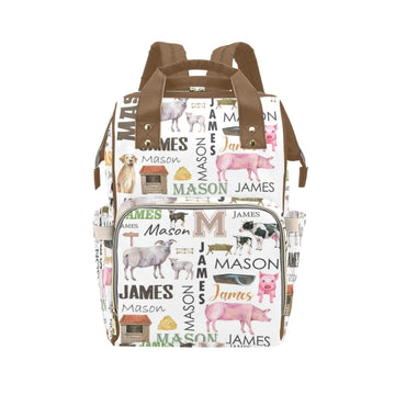 Personalized Diaper Bag Backpack for Women, Custom Name Nursing Mommy Daypack, Diaper Bag for Girls Boys, New Mom Gifts (Farm An