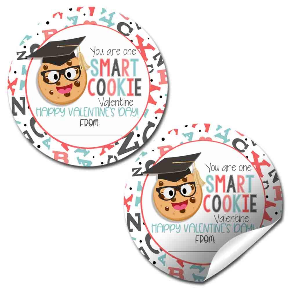 You Are One Smart Cookie Sweet Treat Themed Valentine Party Favor Sticker Labels For Kids, 40 2' Party Circle Stickers By Amand