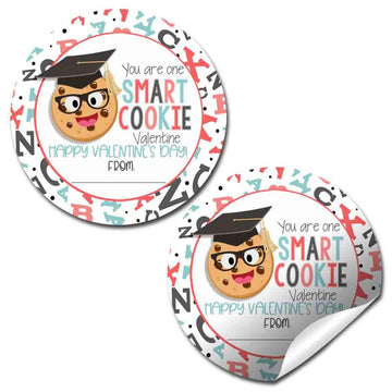You Are One Smart Cookie Sweet Treat Themed Valentine Party Favor Sticker Labels For Kids, 40 2' Party Circle Stickers By Amand