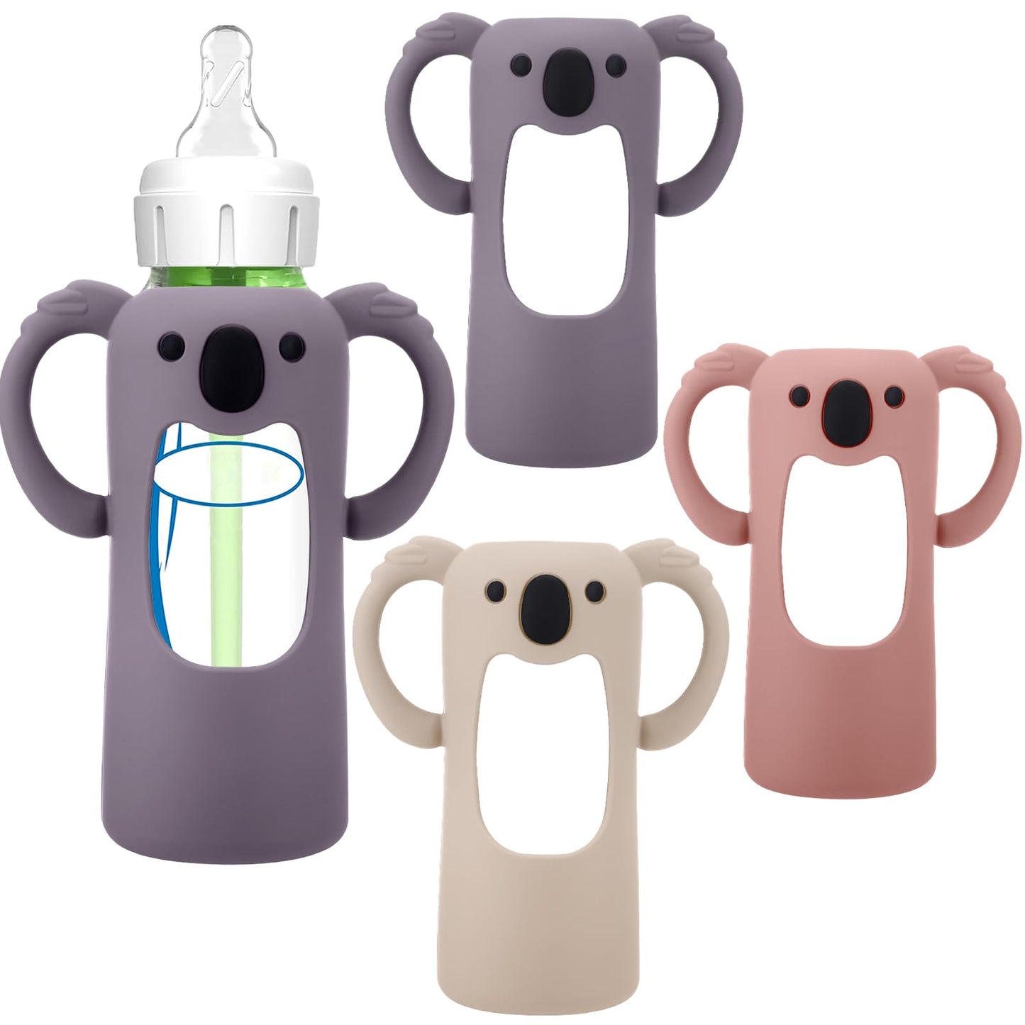 BUSOHA 3 Pack Koalas Silicone Sleeves for Dr. Browns Glass Baby Bottles - Drop Protection Baby Bottle Sleeves Compatible with D
