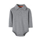 Teach Leanbh Infant Baby Polo Bodysuit Cotton Long Sleeve Pure Color Shirt 3-24 Months