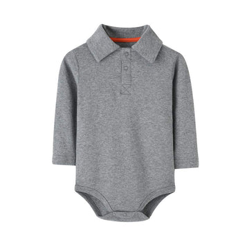 Teach Leanbh Infant Baby Polo Bodysuit Cotton Long Sleeve Pure Color Shirt 3-24 Months