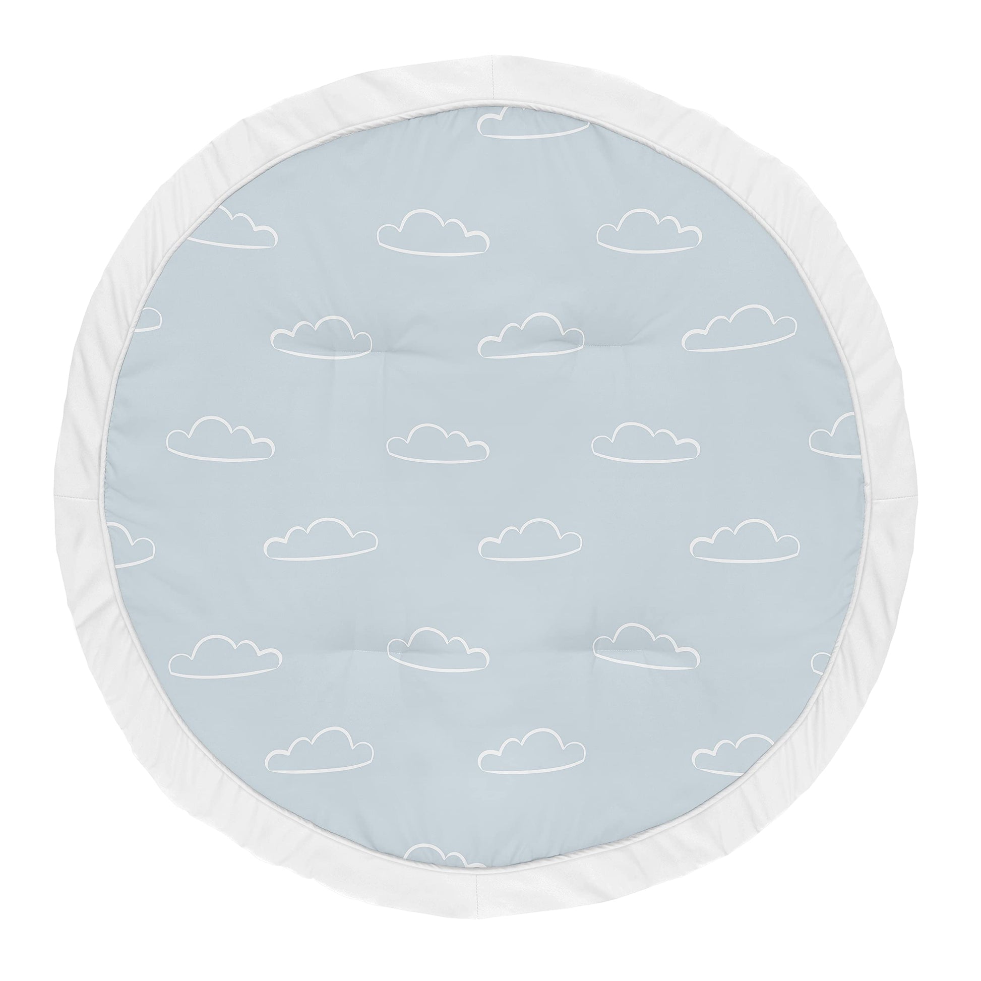 Sweet Jojo Designs Blue Clouds Boy Baby Playmat Tummy Time Infant Play Mat - Slate And White Cloud Sky For Vintage Airplane Avia