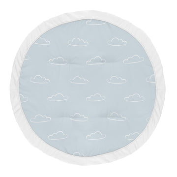 Sweet Jojo Designs Blue Clouds Boy Baby Playmat Tummy Time Infant Play Mat - Slate And White Cloud Sky For Vintage Airplane Avia