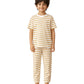 ANTHRILO Beige White Stripe Boys Pure Cotton Short Sleeve Pyjama Set | Summer Sleepwear Night Suit | TShirt & Pyjama Set | Regu