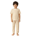 ANTHRILO Beige White Stripe Boys Pure Cotton Short Sleeve Pyjama Set | Summer Sleepwear Night Suit | TShirt & Pyjama Set | Regu