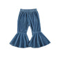Toddler Bell Bottoms Baby Girls Ruffle Leggings Bell-Bottomed Flare Pants Trousers (D-Blue, 2-3T)