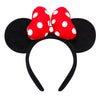 Odocare Handmade Mouse Ears Headband For Women And Girls, 3D Polka Dot Bow Minnie Ears Costume Accessories(Red-White Dots)