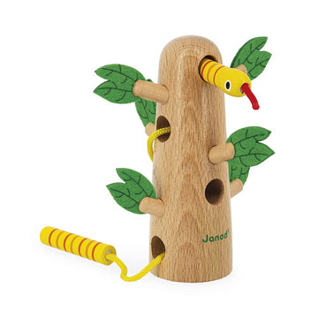 Janod - Tropik Lace-Up Tropical Tree - Wooden Early-Learning Toy - Educational Toy: Fine Motor and Concentration Skills - Water-