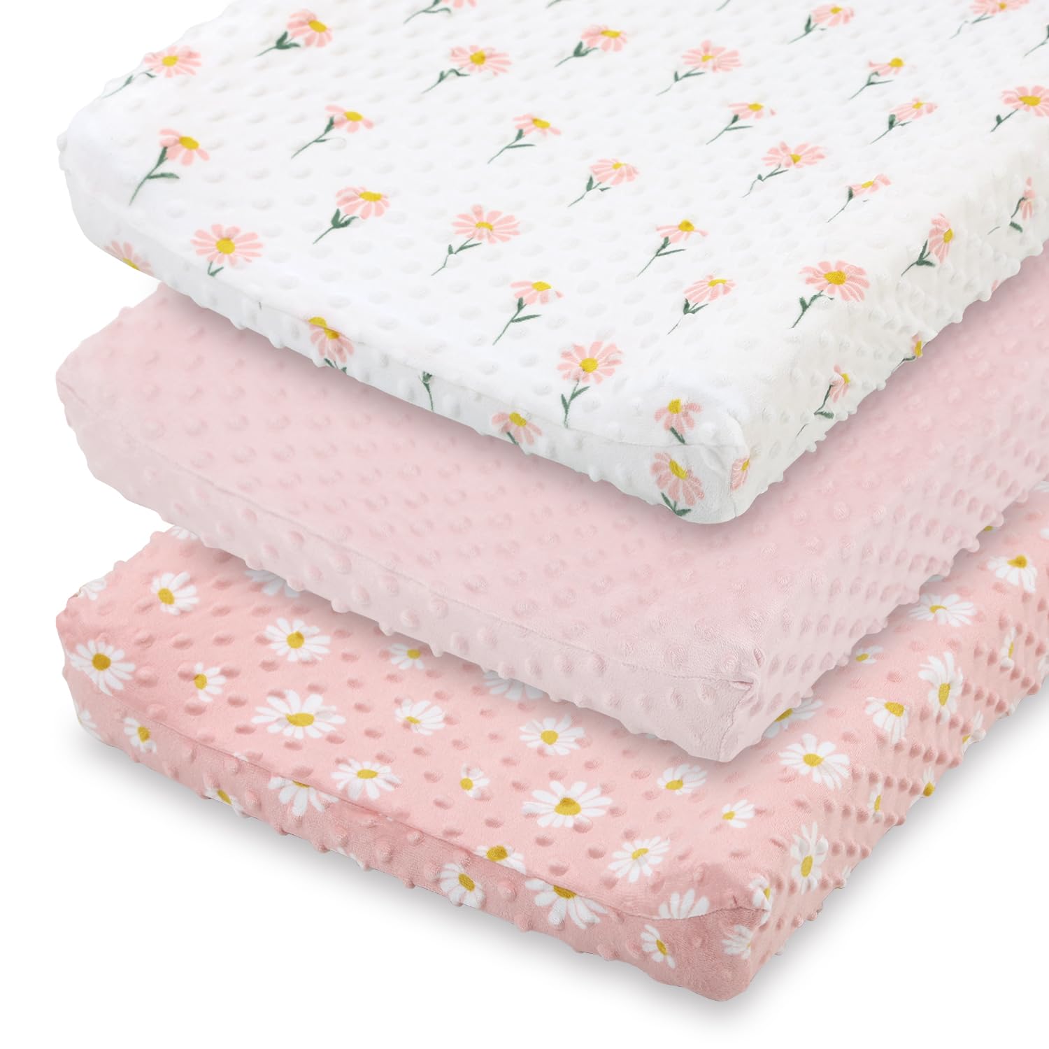 The Peanutshell Baby Changing Pad Covers Girl, Minky Changing Table Sheets For Girls, Pink Floral Nursery Decor, Boho Sunflower