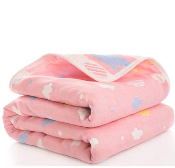 SYGA 110 cm Baby Swaddle Blankets 6 Layer Muslin Swaddle Wrap 100% Cotton Stroller Cover Receiving Blankets_PinkCloud