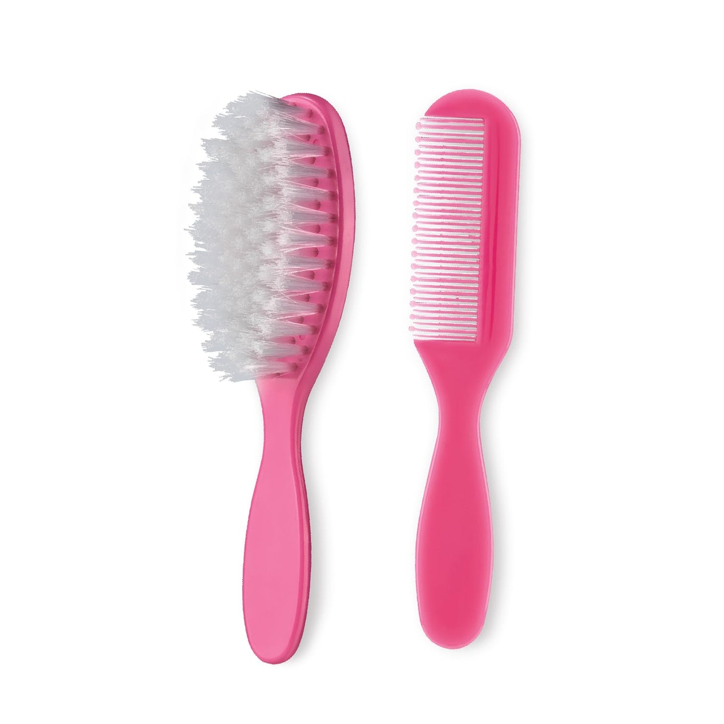 Vega Baby & Mom Comb & Brush Set  Pink | Crafted For Delicate Baby Scalp| Detangle Baby Hair Easily | Ultra Soft Nylon Bristle|