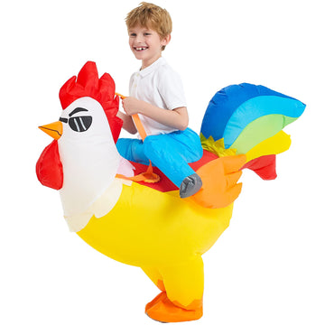 Kooy Inflatable Chicken Costume, Rainbow Chicken Inflatable Costume For Kids Blow Up Halloween Costumes (7-9Y)
