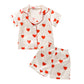 Qiylii Valentine'S Day Silk Pajamas For Toddler Girl Heart Print Satin Pajamas Button-Up Silk Pjs Baby Valentine'S Pajamas Set (