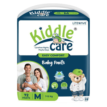 Kiddle Care Easy Comfort Baby Pants Diapers | Medium Size (M) | 72 Count | 712 Kg | Comfy Fit With Wetness Indicator & Long Las