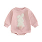 Lagkiyoj Easter Outfit Baby Girl Boy Bunny Embroidery Sweatshirt Romper Infant Long Sleeve Bodysuit Newborn Spring Outfit