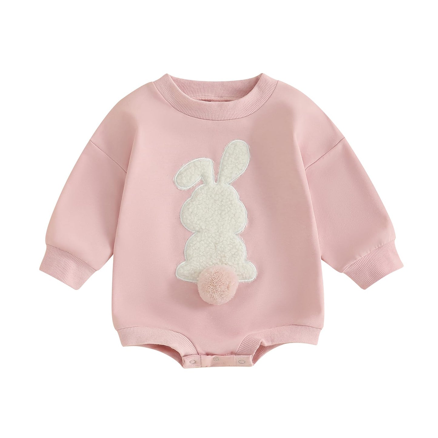 Lagkiyoj Easter Outfit Baby Girl Boy Bunny Embroidery Sweatshirt Romper Infant Long Sleeve Bodysuit Newborn Spring Outfit