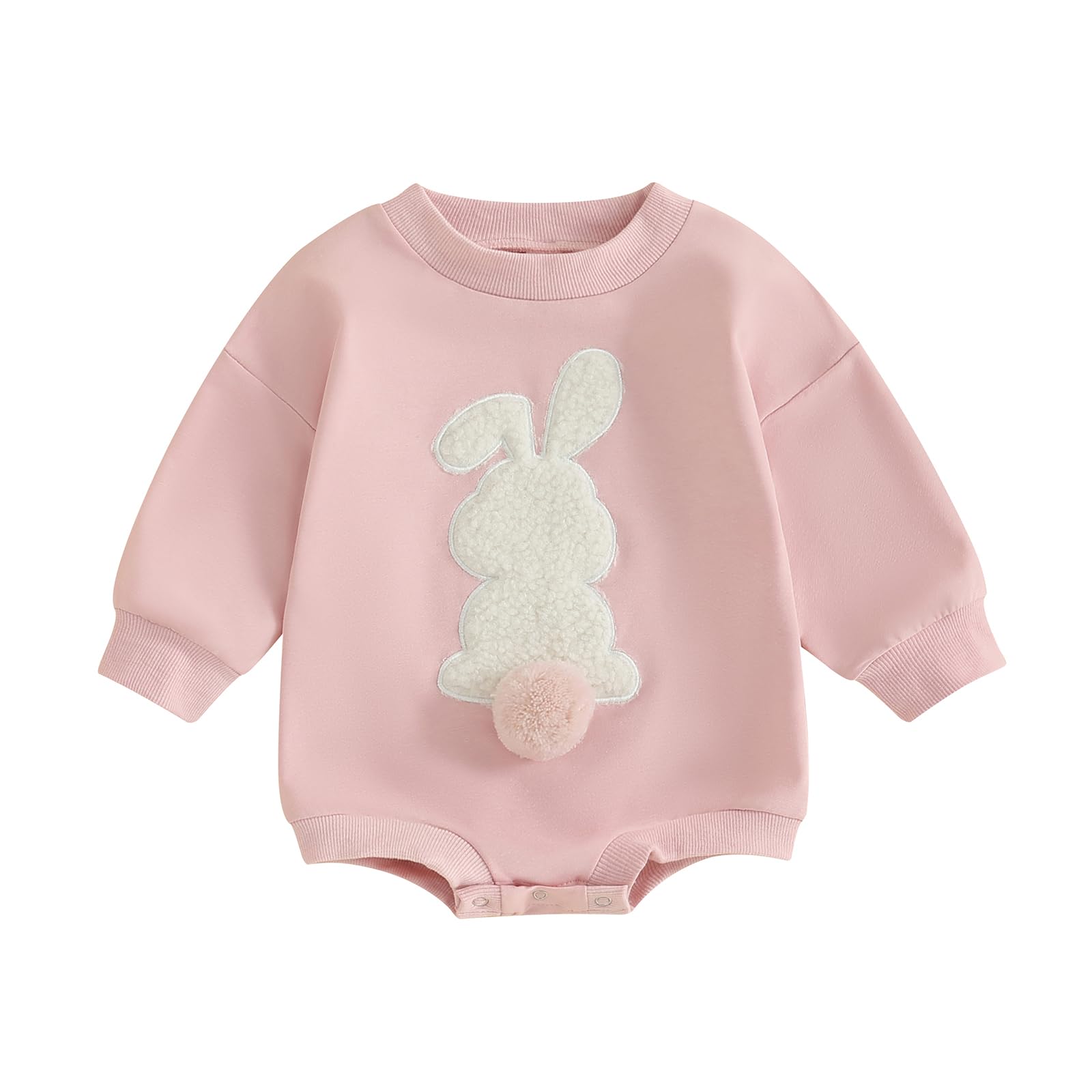 Lagkiyoj Easter Outfit Baby Girl Boy Bunny Embroidery Sweatshirt Romper Infant Long Sleeve Bodysuit Newborn Spring Outfit