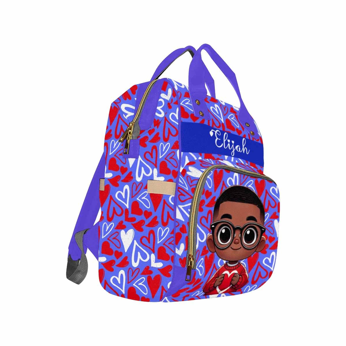 Customized School Bag With Name, Large Capacity Waterproof Diaper Bag, Cool Boy Print Monogram Nappy Backpack With Thermal Pocke