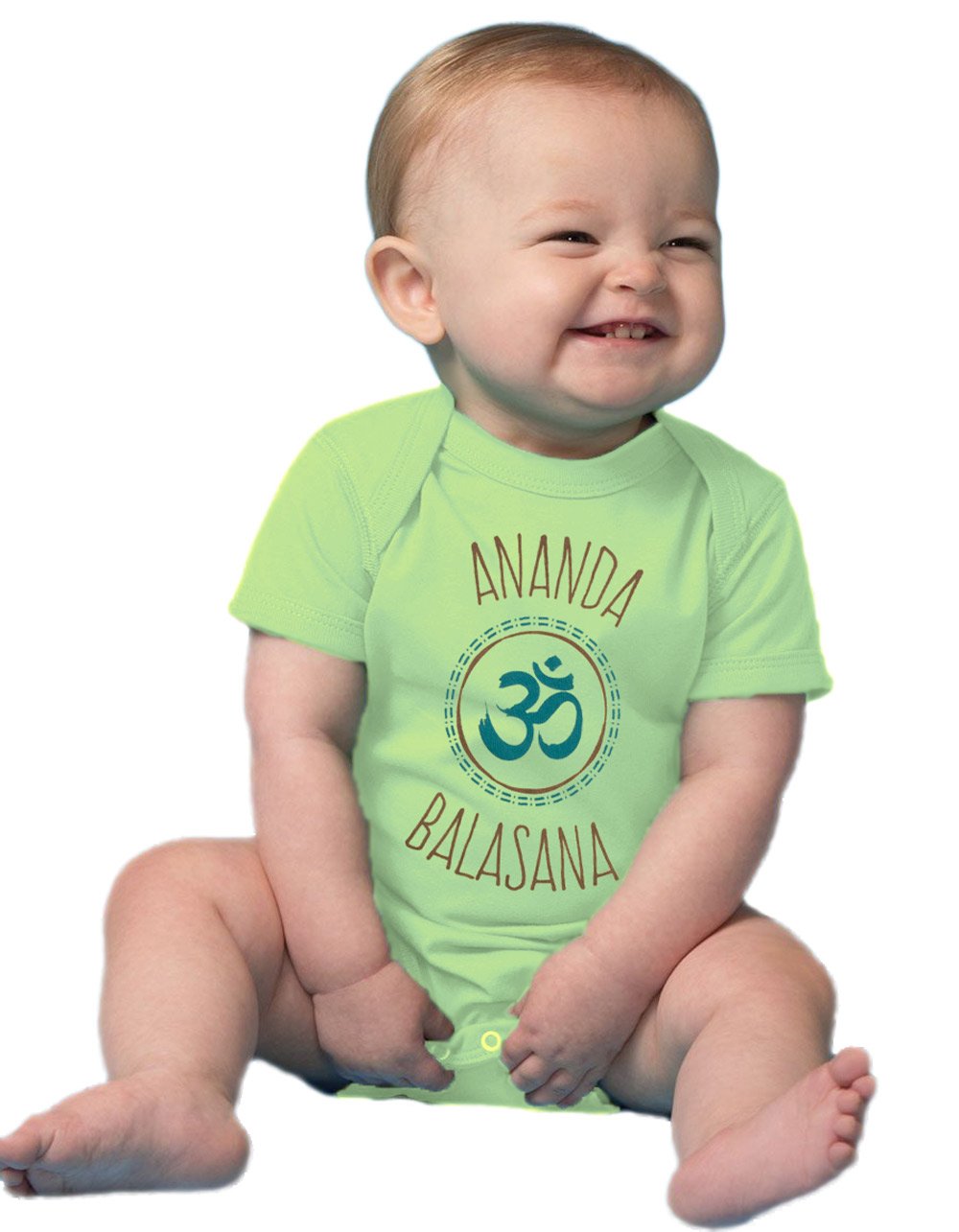 Ann Arbor T-Shirt Co. Ananda Balasana (Happy Baby) | Funny Yoga Pose Mom Dad Parent Infant One Piece-(1Piece, 6M)