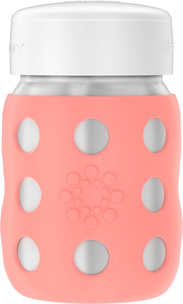 Lifefactory 8-Ounce Stainless-Steel Vacuum-Insulated Wide-Neck Baby Bottle With Flat Cap, Cantaloupe (Ls2231Wca4)