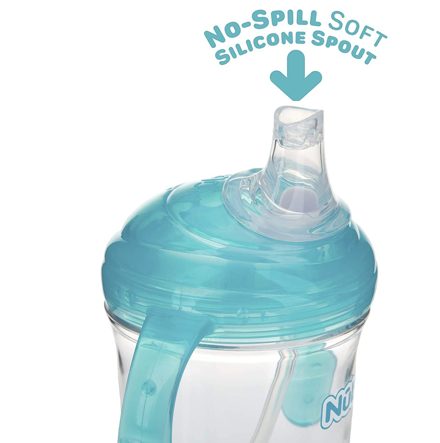 Nuby No Spill 360 Weighted Straw Grip N  Sip Tritan Cup with Hygienic Cover, 8 Oz, Trainer Cup (Pink/Teal)