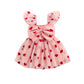 Toddler Baby Girl Valentines Day Outfit Heart Print Ruffle Sleeve Bowknot Tulle Dress Girls Birthday Party Dresses (Pink, 2-3 Ye