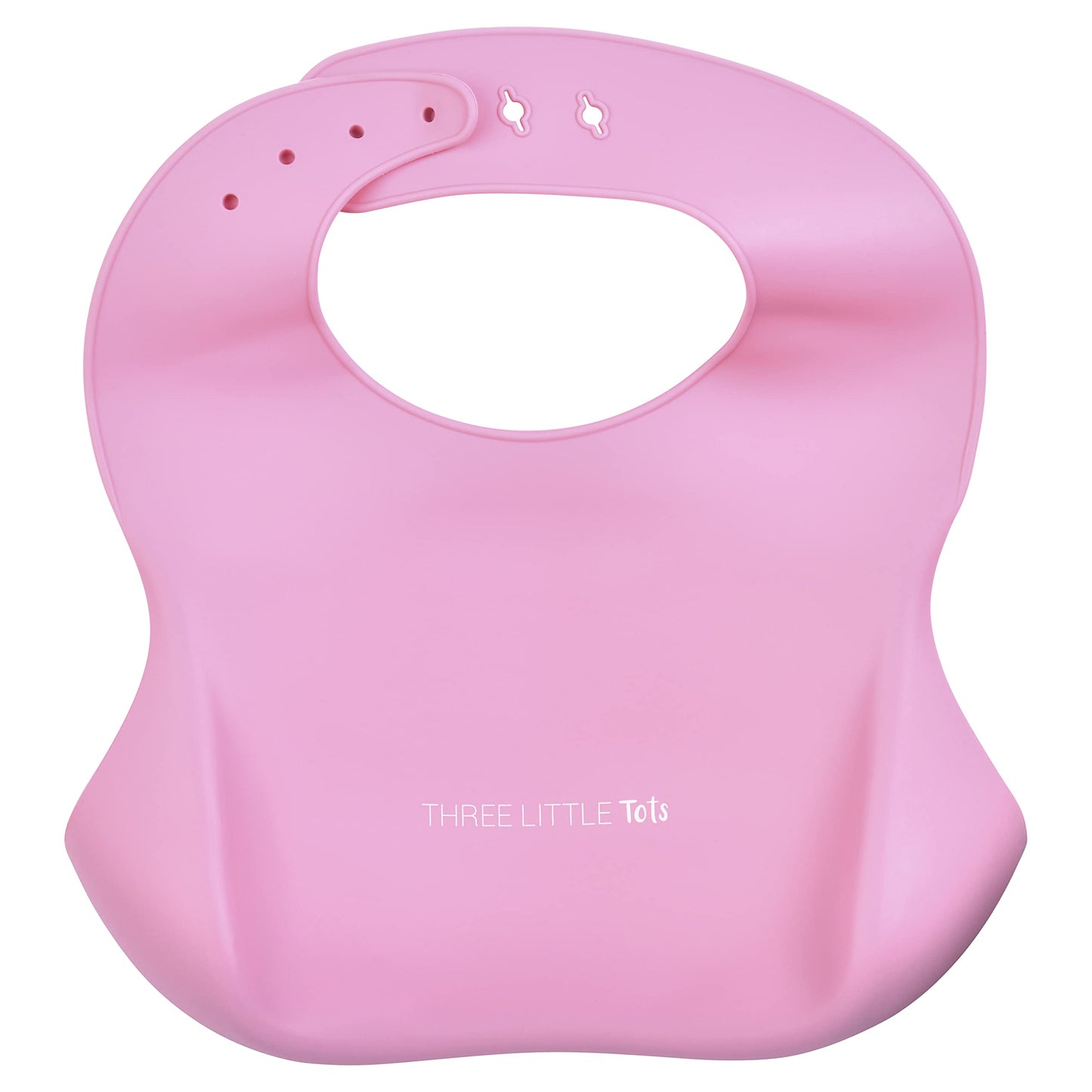 Three Little Tots Modern Silicone Baby Bib - Adjustable Fit Waterproof Catch Bibs ((Rose)