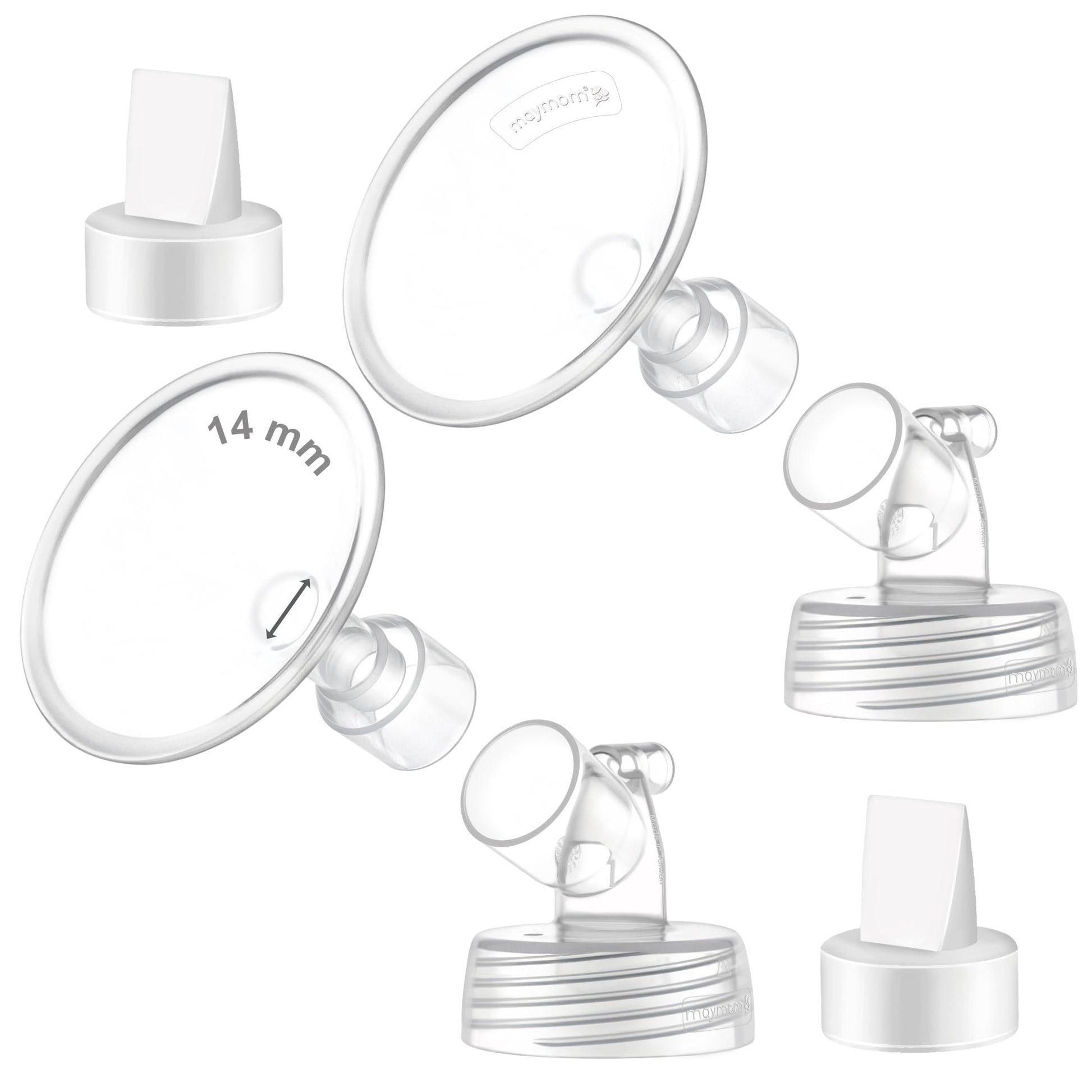 2X 14 Mm Maymom Two-Piece Wide Neck Pump Parts Compatible With Spectra S1,Spectra S2 Pumps And 2 Valves; Incl Wide Mouth Flanges