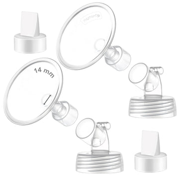 2X 14 Mm Maymom Two-Piece Wide Neck Pump Parts Compatible With Spectra S1,Spectra S2 Pumps And 2 Valves; Incl Wide Mouth Flanges