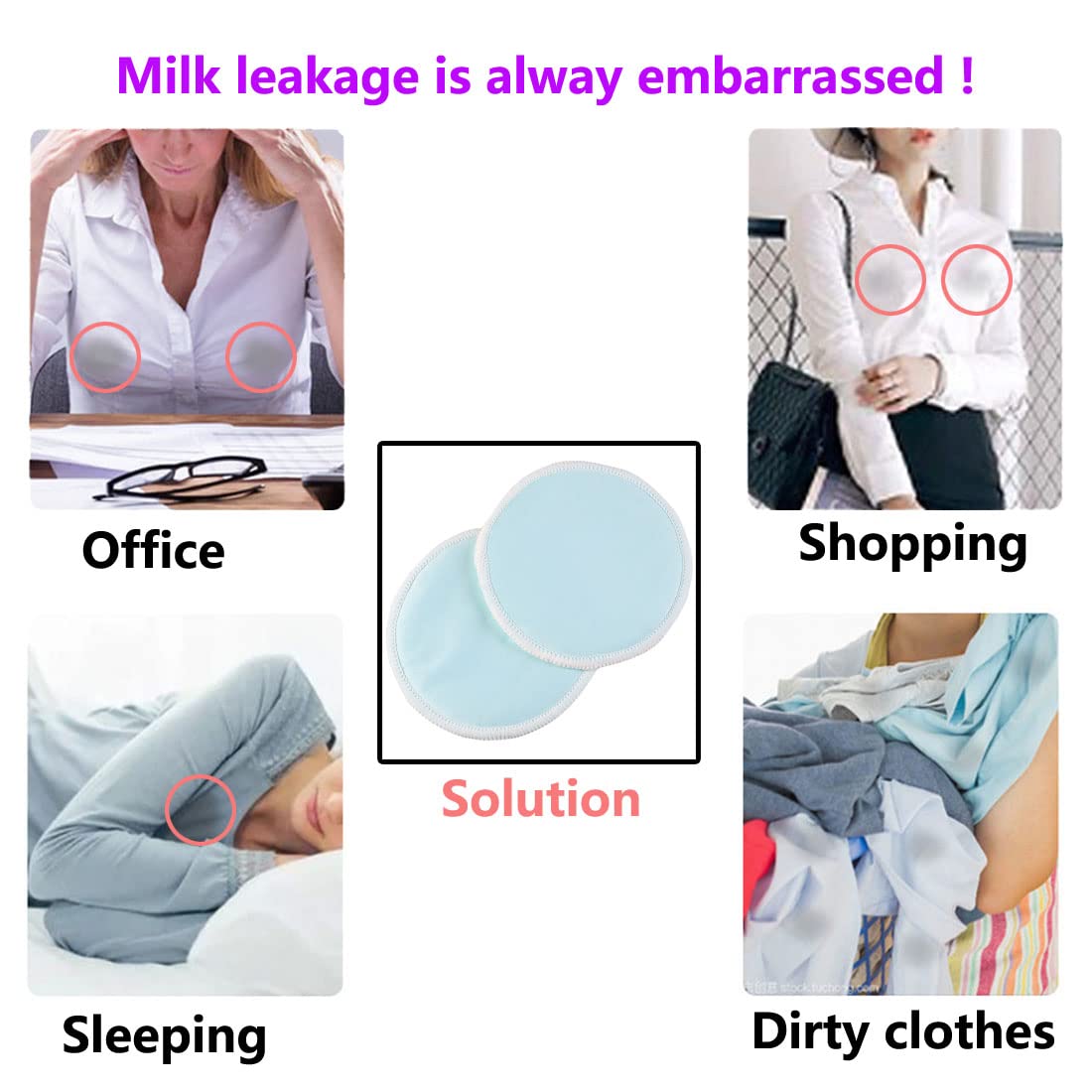 Joycoikat Reusable Nursing Breast Pads Washable Multi-Color Thin Nipple Cover Pad With A Washing Bag For Lactating Breastfeeding