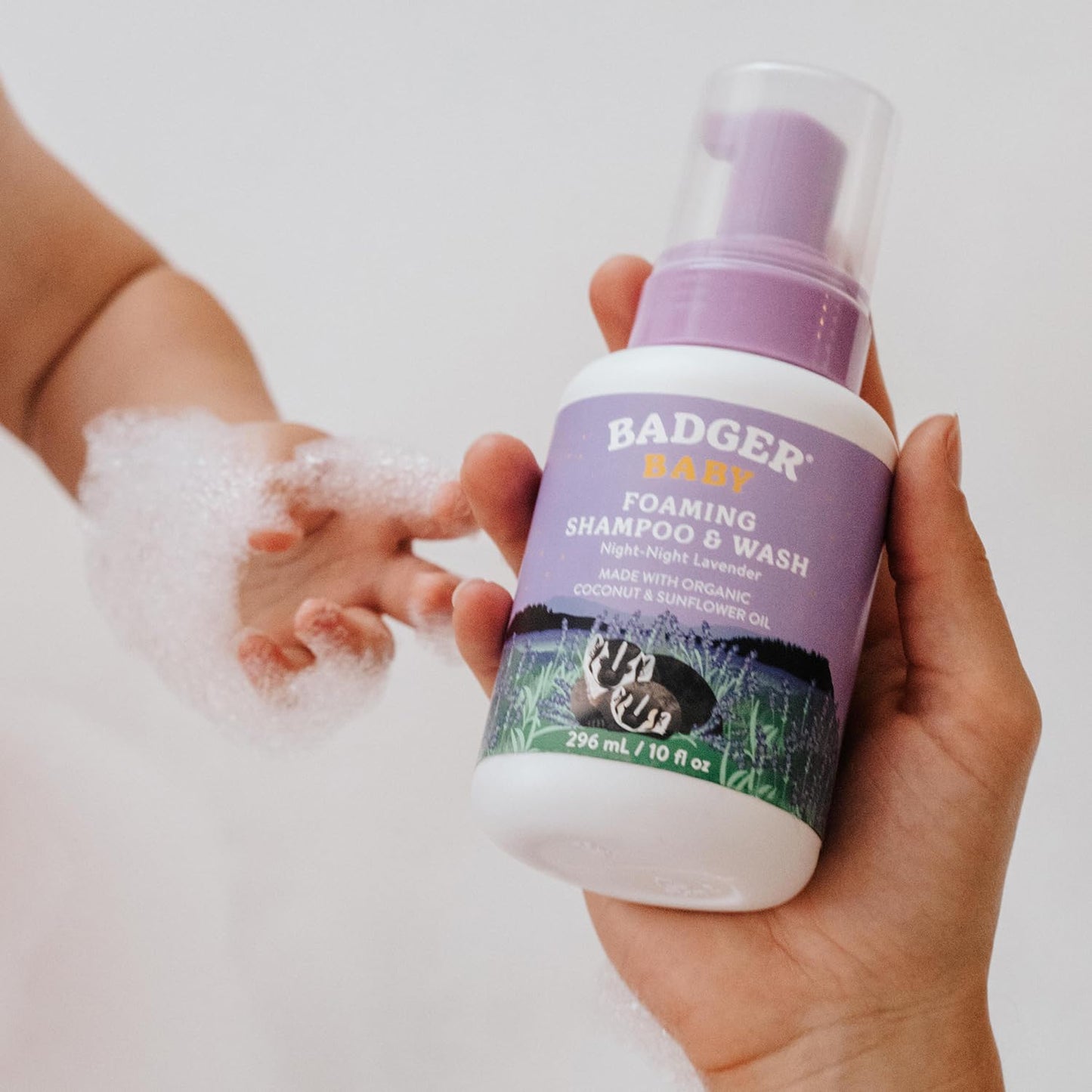 Badger Lavender Foaming Shampoo And Body Wash For Newborns And Toddlers, Organic And Gentle, 10 Fl Oz
