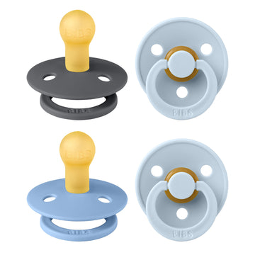 Bibs Colour Pacifier 4-Pack, Bpa Free Dummy Pacifier, Round Nipple. Natural Rubber Latex, Made In Denmark, Size 1 (0-6 Months),